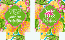 Load image into Gallery viewer, Pineapple and Flamingo Huggers. Tropical Bachelorette or Birthday Coolies. Monogram Pineapple Huggers. Pineapple Wedding Shower Huggers!