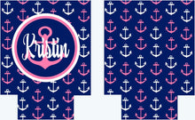Load image into Gallery viewer, Nautical Anchor Huggers. Personalized Nautical Bachelorette or Birthday Coolies. Nautical Party Favors. Nautical Wedding Shower Huggers!