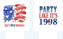 Load image into Gallery viewer, USA Stars and Stripes Party Huggers. USA Birthday Coolies! Flag Wedding Favors. 'Merica Birthday Favors. Flag Party Huggers.