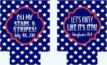 Load image into Gallery viewer, America Stars Party Huggers. Red White and Blue Party Favors! USA Party Huggers! USA Bachelorette Party Favors. Personalized USA Hugger