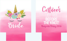 Load image into Gallery viewer, Unicorn Beverage Huggers. Unicorn Party gifts. Unicorn Birthday or Bachelorette Party Favors. Unicorn Birthday Party Favors!