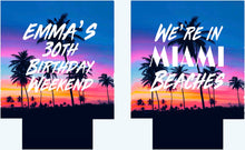 Load image into Gallery viewer, Palm Silhouette Party Huggers. Tropical Wedding or Bachelorette Party Favors. Girl's Weekend Family Vacation Beach Favors.