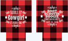 Load image into Gallery viewer, Buffalo Plaid Western Party Huggers.Plaid Bachelorette or Birthday Party Favors too! Family Vacation Buffalo Check Huggers. Flannel & Fizz