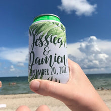 Load image into Gallery viewer, Palm Leaves Party Huggers. Tropical Wedding or Bachelorette Party Favors. Girl's Weekend Family Vacation Beach Favors.