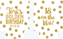 Load image into Gallery viewer, Gold and White Polka Dot Huggers. Bachelorette or Birthday Huggers. Gold "Glitter" Girl's Weekend Favors. Golden Birthday Party Favors.