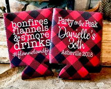 Load image into Gallery viewer, Flannel Party Huggers. Plaid Bachelorette or Birthday Party! Plaid Wedding Favors! Buffalo Plaid Flannel party favor. Glamping or Mountain!