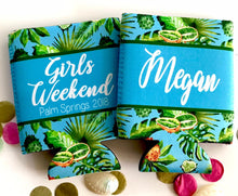 Load image into Gallery viewer, Palm Leaves Party Huggers. Tropical Wedding or Bachelorette Party Favors. Girl's Weekend Family Vacation Beach Favors.Beach Birthday