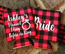 Load image into Gallery viewer, Flannel Fling Plaid Party Huggers. Plaid Bachelorette Party Favors too! Family Vacation Buffalo Check Huggers. Birthday Lumberjack Party!