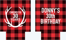 Load image into Gallery viewer, Buffalo Plaid Party Huggers. Personalized Lumberjack party Favors. Plaid Bachelorette or Birthday party Favors. Plaid Bachelor Party