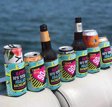 Load image into Gallery viewer, 90's Theme Party Huggers. 90's Birthday or Bachelorette Huggers. Retro Birthday Coolies. 90's Prom Party favors!