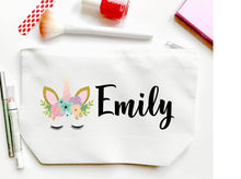 Load image into Gallery viewer, Unicorn Make Up bag. Great Bachelorette or Girls Weekend Favors. Unicorn Bachelorette Beach Weekend Make up Bag.