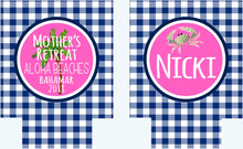 Load image into Gallery viewer, Gingham Party Huggers. Personalized Beach Bachelorette or Birthday Coolies.Florida Bachelorette Favors. Miami Party Huggers.