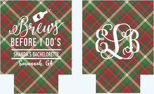 Load image into Gallery viewer, Brews Before I do's! Flannel Plaid Party Huggers. Plaid Bachelorette Party Favors! Red Plaid Wedding Party Favors. Lumberjack Party!