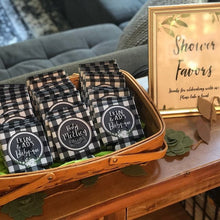 Load image into Gallery viewer, Baby Q Plaid Baby Shower Huggers. Baby Shower Favors. Gender Reveal Party Favors. Personalized Baby Q Coolies! Custom BBQ Party favors!