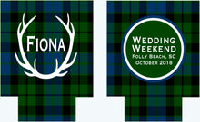 Load image into Gallery viewer, Tartan Party Huggers. Tartan Birthday Coolies! Bachelorette Party Favors too! Flannel Party favors. Plaid Bachelor Party Favors.
