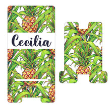 Load image into Gallery viewer, Pineapple Print Cell Phone Stand. Cell Phone Stand, Fits most phones, Pineapple themed gift! Pineapple Party Favor! Custom Teacher Gift!