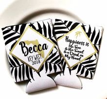 Load image into Gallery viewer, Palm Leaves Party Huggers. Tropical Wedding or Bachelorette Party Favors. Girl's Weekend Family Vacation Beach Favors.