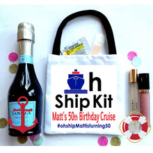 Load image into Gallery viewer, Oh Ship Nautical Hangover Recovery Totes. Personalized Oh Shit Kits! Custom EMPTY Nautical Hangover Gift Bag.