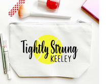 Load image into Gallery viewer, Tennis Personalized Make Up bag. Great Bachelorette or Girls Weekend Favors. Tennis Weekend Make up Bag. Personalized Tennis Team Gift!