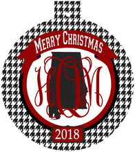 Load image into Gallery viewer, Alabama Ornament. Monogrammed Alabama Christmas Gift! Great Bama Stocking Stuffer! Roll Tide Gift! Alabama Houndstooth ornament.