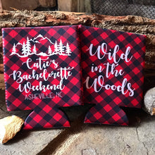 Load image into Gallery viewer, Plaid Flannel Party Huggers. Plaid Bachelorette or Birthday Party Favors. Asheville Bachelorette Party Favors! Red Plaid Birthday too!