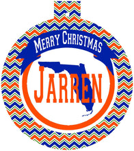 Load image into Gallery viewer, Florida Ornament. Monogrammed Florida Christmas Gift! Great Florida Stocking Stuffer!