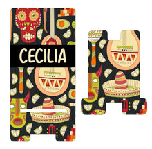 Load image into Gallery viewer, Black Fiesta Cell Phone Stand. Custom Phone Stand, Personalized Fiesta Party Cell stand. Great teacher gift! Fiesta Party favors!