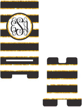 Load image into Gallery viewer, Black and Gold "Glitter" Stripes Phone Stand