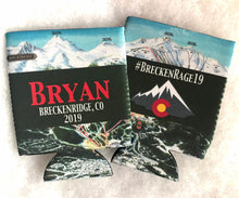 Load image into Gallery viewer, Ski Party Can Huggers. Colorado Wedding Favors. Ski Weekend Party Favors. Ski Bachelorette Party Huggers! Ski Bachelor or Bachelorette!