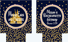 Load image into Gallery viewer, Gold and Navy Polka Dot Huggers. Orlando Bachelorette or Birthday Huggers. Personalized Navy and Blush Bachelorette Party Favors.