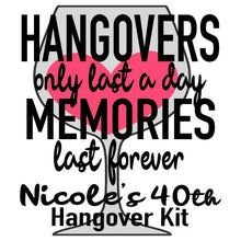 Load image into Gallery viewer, Wine Party Hangover Bags. Wine Bachelorette or Birthday Party Oh Shit Kits! Mini Recovery Bag. Custom Napa Sedona Wine Wedding welcome bags!