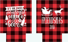 Load image into Gallery viewer, Plaid Christmas Party Huggers. Time for a Beer Christmas Family Party Favors. Christmas Bachelorette Favors. Christmas Wedding Shower!