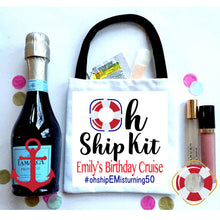 Load image into Gallery viewer, Oh Ship Nautical Hangover Recovery Totes. Personalized Oh Shit Kits! Custom EMPTY Nautical Hangover Gift Bag. Cruise Vacation favors.