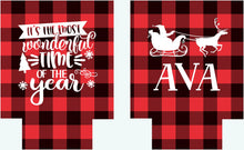 Load image into Gallery viewer, Plaid Christmas Party Huggers. Time for a Beer Christmas Family Party Favors. Christmas Bachelorette Favors. Christmas Wedding Shower!