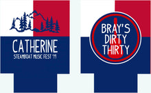 Load image into Gallery viewer, Ski Trip Huggers. Personalized Mountain Family Vacation Coolies. USA Bachelorette Ski coolers. Bachelor Party Ski Weekend favors. USA Party!