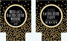 Load image into Gallery viewer, Polka Dot "Glitter" Dot Huggers. Glitter Black and Gold Party Huggers. Glitter Bachelorette or Birthday Party Favors.