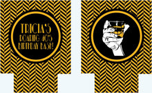 Load image into Gallery viewer, Cigar party favors. Guy's Cigar Birthday Party Huggers! Cigar Bachelor Party Gifts. Bourbon Party Coolies. Cigar Scotch Themed Can Coolies