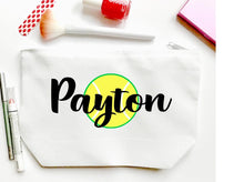 Load image into Gallery viewer, Tennis Personalized Make Up bag. Great Bachelorette or Girls Weekend Favors. Tennis Weekend Make up Bag. Personalized Tennis Team Gift!