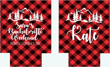 Load image into Gallery viewer, Red Flannel Party Huggers. Slim can Engagement or Shower! Plaid Bachelorette or Birthday Party Favors. Red plaid Wedding Party Favors! !