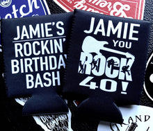 Load image into Gallery viewer, Birthday Party Huggers. 50 60 70 Birthday Party Favors. Bachelorette Dirty 30 or 40th Birthday. Austin or Nashville Party Favors. Slim can
