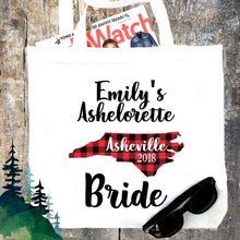 Load image into Gallery viewer, North Carolina Party Tote bag. Bachelorette or Girls Weekend Totes! North Carolina Girl's weekend Party Favor Bag.