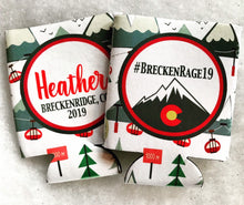 Load image into Gallery viewer, Ski Trip Huggers. Personalized Ski Coolies. Custom Bachelorette Ski party favors.Ski Vacation Weekend huggers.Ski Bachelor or Birthday Party