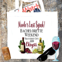 Load image into Gallery viewer, Wine Weekend Tote bag. Wine Bachelorette or Girls Weekend Tote Bag. Custom Wine Weekend Bag. Girls Weekend in Wine Country Bag!
