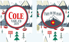 Load image into Gallery viewer, Ski Trip Huggers. Personalized Ski Coolies. Custom Bachelorette Ski party favors.Ski Vacation Weekend huggers.Ski Bachelor or Birthday Party