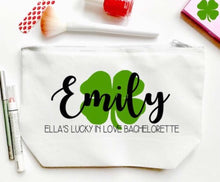 Load image into Gallery viewer, Shamrock Slim Party Huggers. St Patrick's Day Party Favors. St Patricks Bachelorette huggers. Irish Party Favors. Personalized Can Coolers!