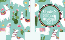 Load image into Gallery viewer, Llama Beverage Huggers. Llama Party Coolies. Custom Llama Birthday or Bachelorette Party Favors. Personalized Llama Party Favors!