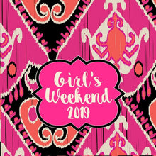 Load image into Gallery viewer, Ikat Neoprene luggage finder. Personalizedand bag identifier. Match the Huggers. Great Bachrlorette or Bridesmaids gifts!