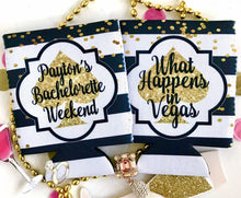 Load image into Gallery viewer, Black Stripe Spade "Glitter" Huggers. Bachelorette or Birthday Party Coolies. Vegas or Atlantic City Party Favors. "Glitter " Party Huggers