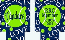 Load image into Gallery viewer, Tennis Love Party Huggers. Tennis team Coolies. Tennis Gifts. Custom Tennis Birthday Party Favors. Personalized Tennis Coolies!