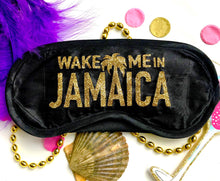 Load image into Gallery viewer, Glitter Jamaica Sleep Mask! Jamaica Bachelorette or Birthday party FAVORS. Perfect for Jamaica hangover bags! Jamaica Birthday favors!